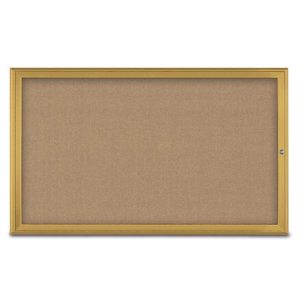 United Visual Products Single Door Radius Corkboard, 60"X36", G UV80041-GOLD-BUFF