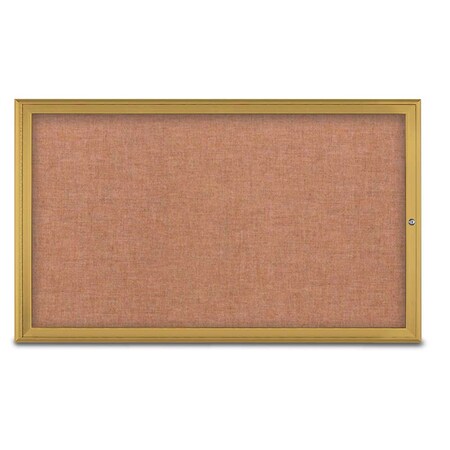 United Visual Products Single Door Radius Corkboard, 60"X36", G UV80041-GOLD-CINNABA