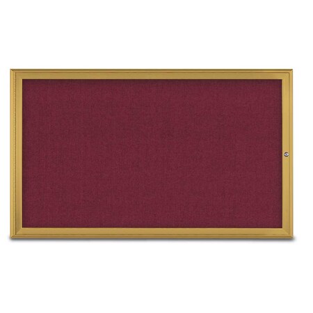 United Visual Products Single Door Radius Corkboard, 60"X36", G UV80041-GOLD-DBURGU