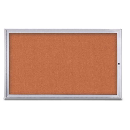 United Visual Products Single Door Radius Corkboard, 60"X36", S UV80041-SATIN-APRICOT