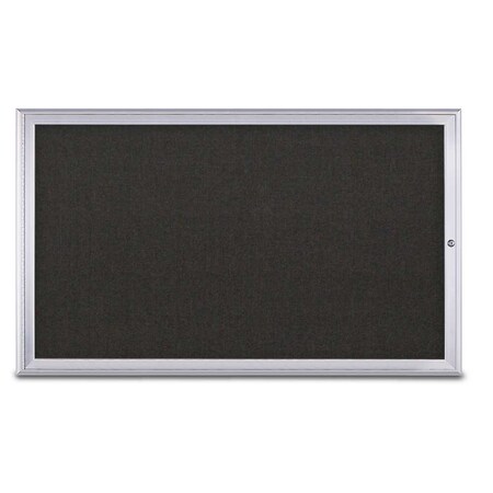 United Visual Products Single Door Radius Corkboard, 60"X36", S UV80041-SATIN-BLACK