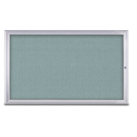 United Visual Products Single Door Radius Corkboard, 60"X36", S UV80041-SATIN-CLOUD
