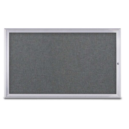 United Visual Products Single Door Radius Corkboard, 60"X36", S UV80041-SATIN-MEDGRY