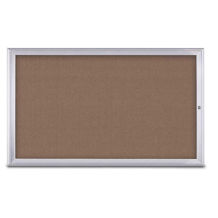 United Visual Products Single Door Radius Corkboard, 60"X36", S UV80041-SATIN-PUMICE