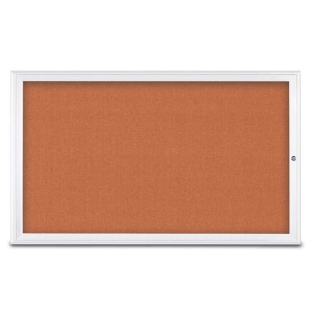 United Visual Products Single Door Radius Corkboard, 60"X36", W UV80041-WHITE-APRICOT