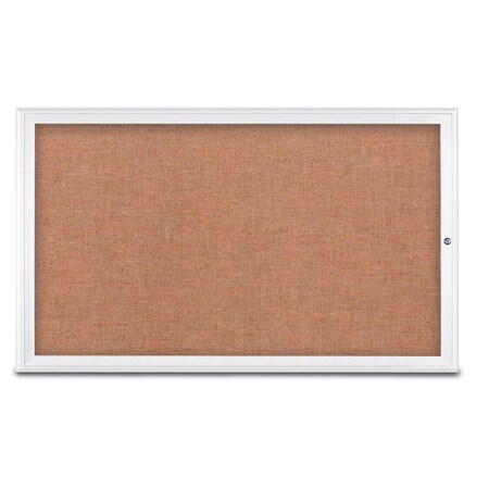 United Visual Products Single Door Radius Corkboard, 60"X36", W UV80041-WHITE-CINNABA