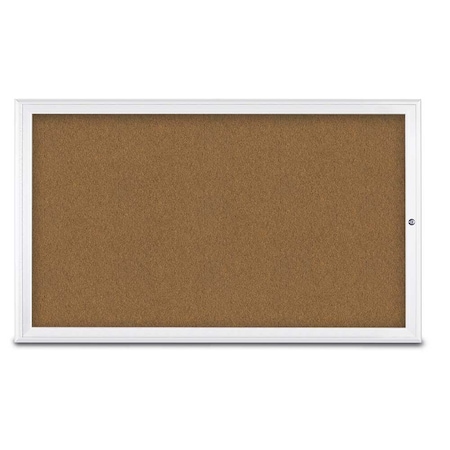 United Visual Products Single Door Radius Corkboard, 60"X36", W UV80041-WHITE-FORBO