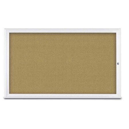 United Visual Products Single Door Radius Corkboard, 60"X36", W UV80041-WHITE-KEYLIME