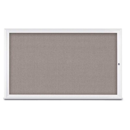 United Visual Products Single Door Radius Corkboard, 60"X36", W UV80041-WHITE-PEARL