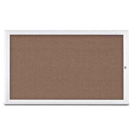 United Visual Products Single Door Radius Corkboard, 60"X36", W UV80041-WHITE-PUMICE