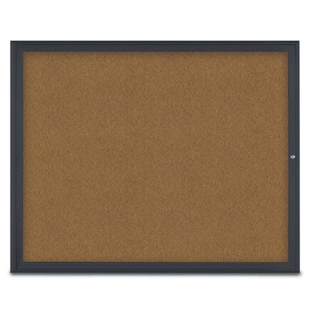 United Visual Products Single Door Radius Corkboard, 60"X48", B UV800448-BLACK-FORBO