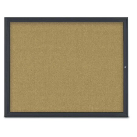 United Visual Products Single Door Radius Corkboard, 60"X48", B UV800448-BLACK-KEYLIME