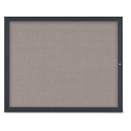 United Visual Products Single Door Radius Corkboard, 60"X48", B UV800448-BLACK-PEARL