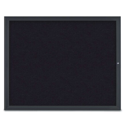 United Visual Products Single Door Radius Corkboard, 60"X48", B UV800448-BLACK-RUBBER