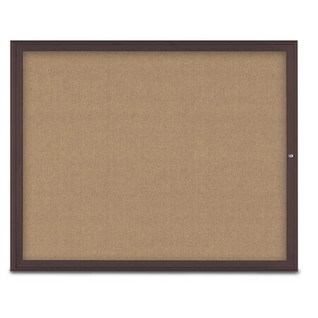 United Visual Products Single Door Radius Corkboard, 60"X48", B UV800448-BRONZE-BUFF