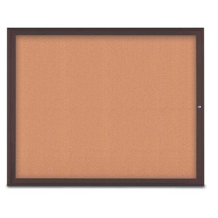 United Visual Products Single Door Radius Corkboard, 60"X48", B UV800448-BRONZE-CORK