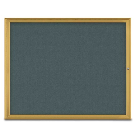 United Visual Products Single Door Radius Corkboard, 60"X48", G UV800448-GOLD-BLSPRU