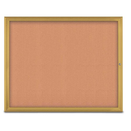 United Visual Products Single Door Radius Corkboard, 60"X48", G UV800448-GOLD-CORK