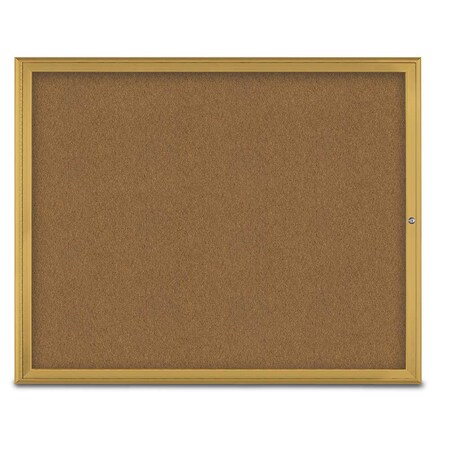 United Visual Products Single Door Radius Corkboard, 60"X48", G UV800448-GOLD-FORBO