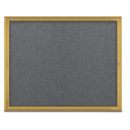 United Visual Products Single Door Radius Corkboard, 60"X48", G UV800448-GOLD-MEDGRY