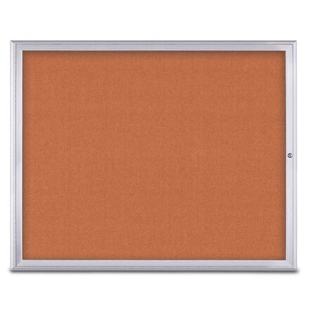 United Visual Products Single Door Radius Corkboard, 60"X48", S UV800448-SATIN-APRICOT