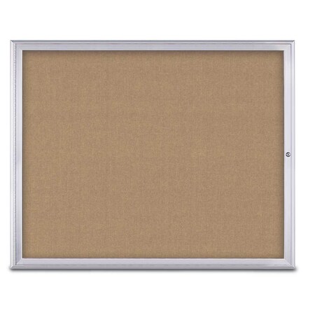 United Visual Products Single Door Radius Corkboard, 60"X48", S UV800448-SATIN-BUFF