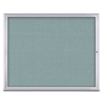 United Visual Products Single Door Radius Corkboard, 60"X48", S UV800448-SATIN-CLOUD
