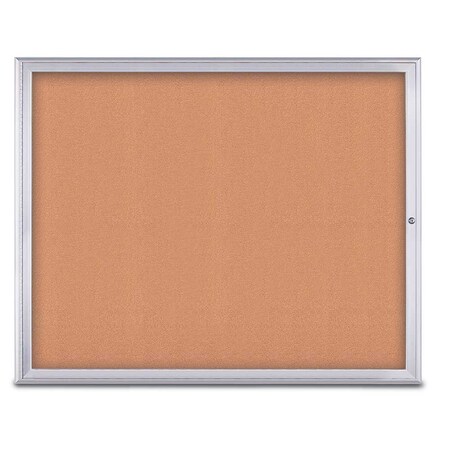 United Visual Products Single Door Radius Corkboard, 60"X48", S UV800448-SATIN-CORK