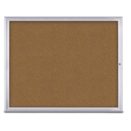 United Visual Products Single Door Radius Corkboard, 60"X48", S UV800448-SATIN-FORBO