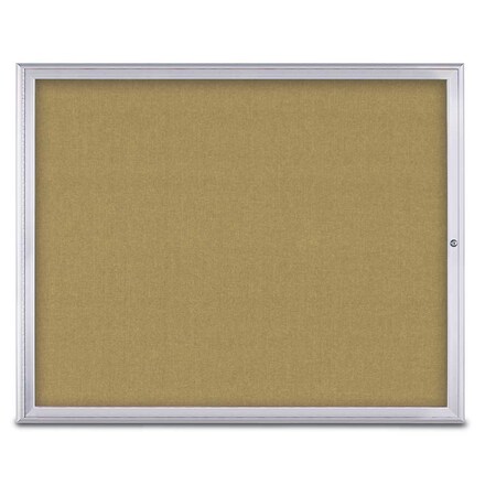 United Visual Products Single Door Radius Corkboard, 60"X48", S UV800448-SATIN-KEYLIME