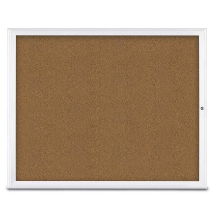 United Visual Products Single Door Radius Corkboard, 60"X48", W UV800448-WHITE-FORBO