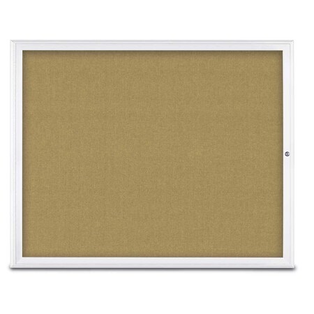 United Visual Products Single Door Radius Corkboard, 60"X48", W UV800448-WHITE-KEYLIME