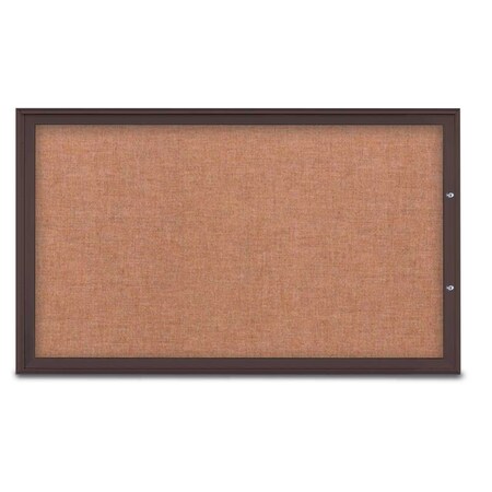 United Visual Products Single Door Radius Plus Corkboard, 60"X UV8004PLUS1-BRONZE-CINNABA