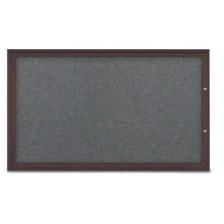 United Visual Products Single Door Radius Plus Corkboard, 60"X UV8004PLUS1-BRONZE-MEDGRY
