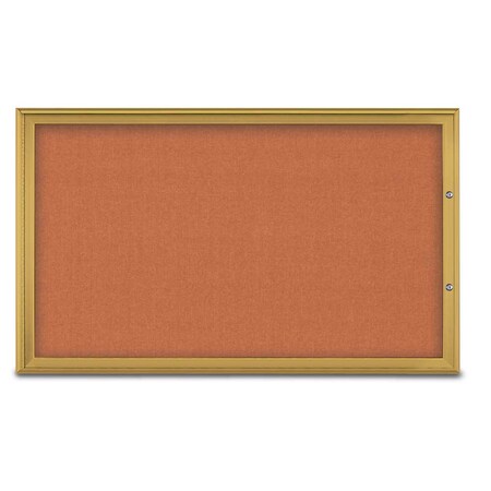 United Visual Products Single Door Radius Plus Corkboard, 60"X, UV8004PLUS1-GOLD-APRICOT UV8004PLUS1-GOLD-APRICOT