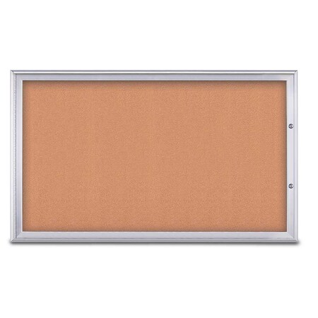 United Visual Products Single Door Radius Plus Corkboard, 60"X UV8004PLUS1-SATIN-CORK