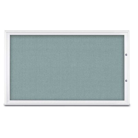 United Visual Products Single Door Radius Plus Corkboard, 60"X UV8004PLUS1-WHITE-CLOUD
