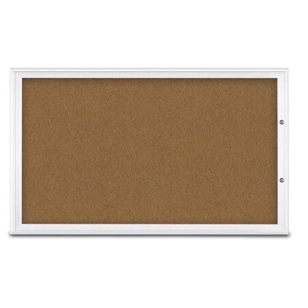 United Visual Products Single Door Radius Plus Corkboard, 60"X UV8004PLUS1-WHITE-FORBO