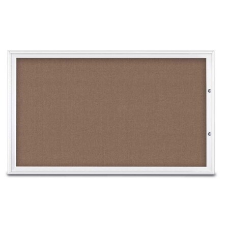 United Visual Products Single Door Radius Plus Corkboard, 60"X UV8004PLUS1-WHITE-PUMICE