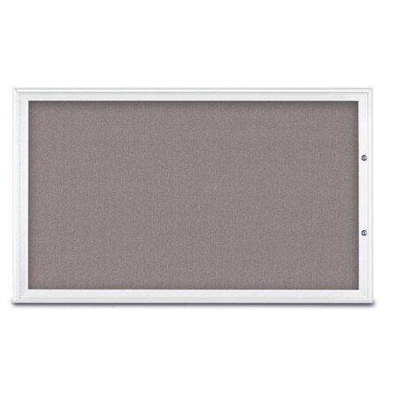 United Visual Products Single Door Radius Plus Corkboard, 60"X UV8004PLUS1-WHITE-SURF