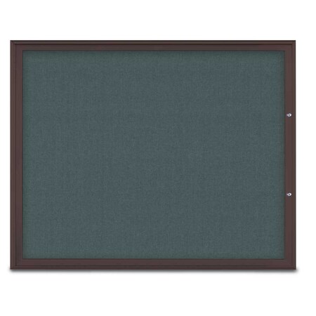 United Visual Products Single Door Radius Plus Corkboard, 60"X UV8004PLUS48-BRONZE-BLSPRU