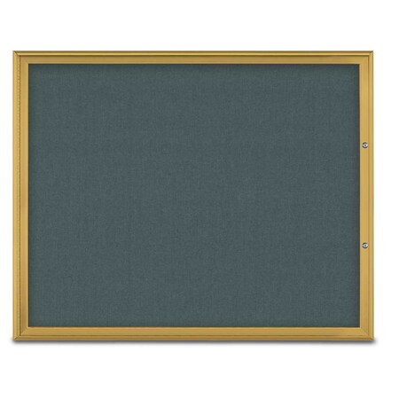 United Visual Products Single Door Radius Plus Corkboard, 60"X UV8004PLUS48-GOLD-BLSPRU