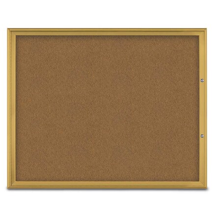 United Visual Products Single Door Radius Plus Corkboard, 60"X UV8004PLUS48-GOLD-FORBO