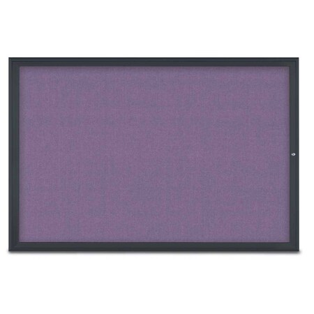 United Visual Products Single Door Radius Corkboard, 72"X48", B UV800515-BLACK-AMETHY