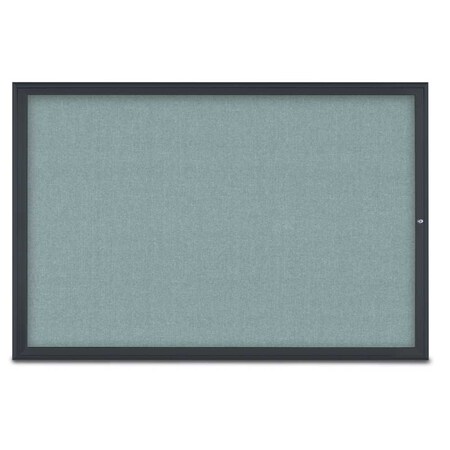 United Visual Products Single Door Radius Corkboard, 72"X48", B UV800515-BLACK-CLOUD