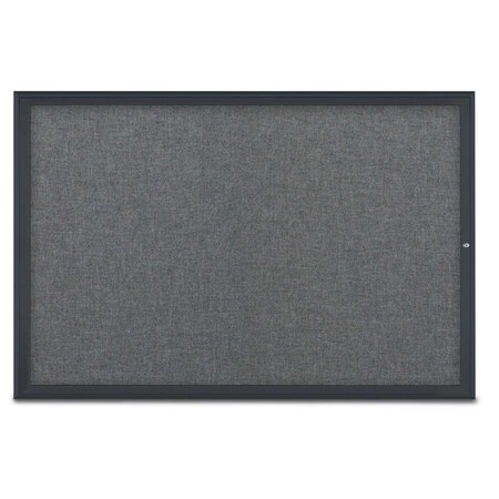 United Visual Products Single Door Radius Corkboard, 72"X48", B UV800515-BLACK-MEDGRY