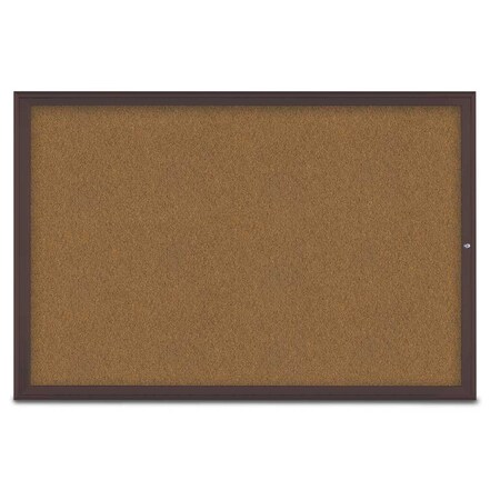 United Visual Products Single Door Radius Corkboard, 72"X48", B UV800515-BRONZE-FORBO