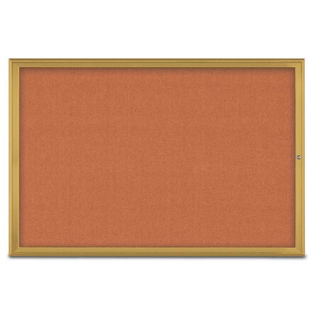 United Visual Products Single Door Radius Corkboard, 72"X48", G UV800515-GOLD-APRICOT