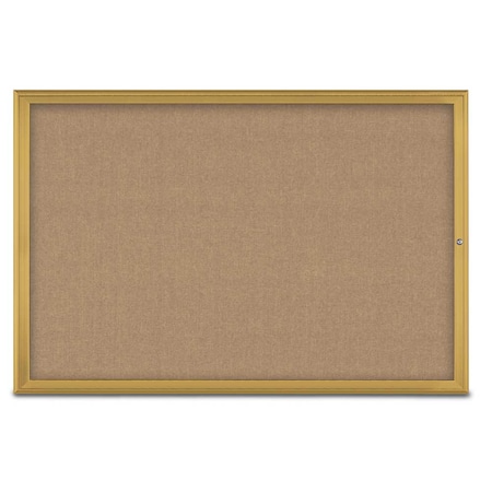 United Visual Products Single Door Radius Corkboard, 72"X48", G UV800515-GOLD-BUFF