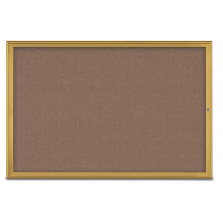 United Visual Products Single Door Radius Corkboard, 72"X48", G, UV800515-GOLD-PUMICE UV800515-GOLD-PUMICE